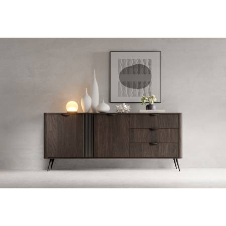 Komoda 195 cm 2D szuflady ryflowana listwa VIRGO dąb dunin + czarny